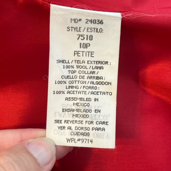 100% Wool Vintage 80's Sag Harbor Red Women's Blazer Suit Jacket Size‎ 10P - Picture 7 of 9